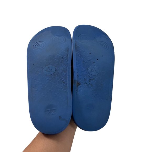 Gucci Mens Blue GG Cut Out Rubber Slide Sandals Size 9.5 main image 7
